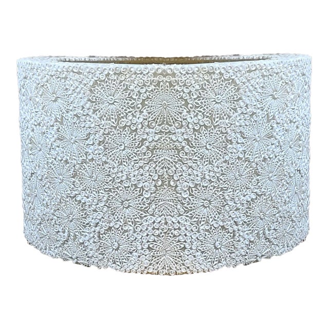 Large 48" Resin Seashell Organic Modern Boho Drum Shade Chandelier, 2 Available For Sale