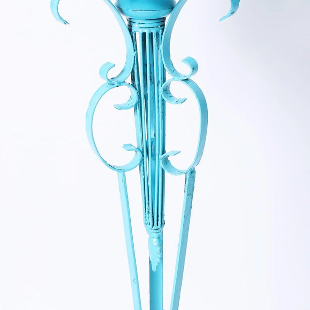 Hollywood Regency Pair of Vintage Italian Iron Plant Stands For Sale - Image 3 of 8