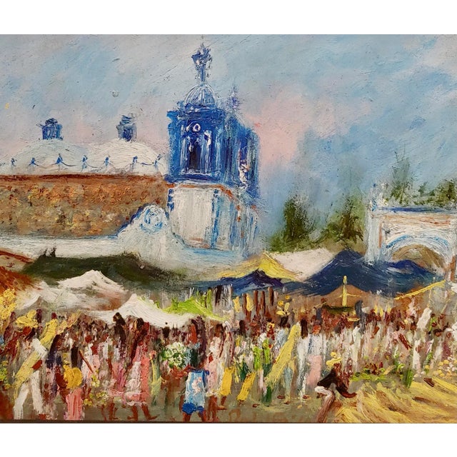 Mexican Rodolfo Morales -Art Market in Oaxaca - Oil Painting For Sale - Image 3 of 10