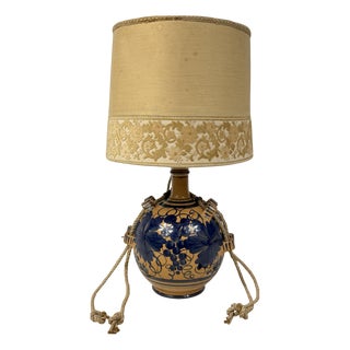 Hand-Painted Terracotta Table Lamp, Italy, 1960s For Sale