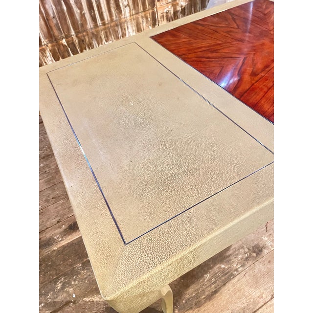 Writing Desk in Faux Shagreen With Walnut Writing Surface. For Sale - Image 15 of 17