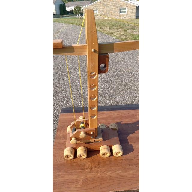 Vintage Handmade Wooden Toy Crane For Sale - Image 4 of 11