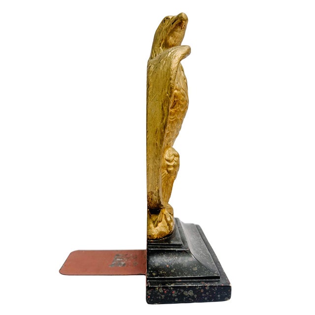 Sculpture Materials Vintage Borghese Federal Gilt Plaster Eagle Bookends For Sale - Image 7 of 11
