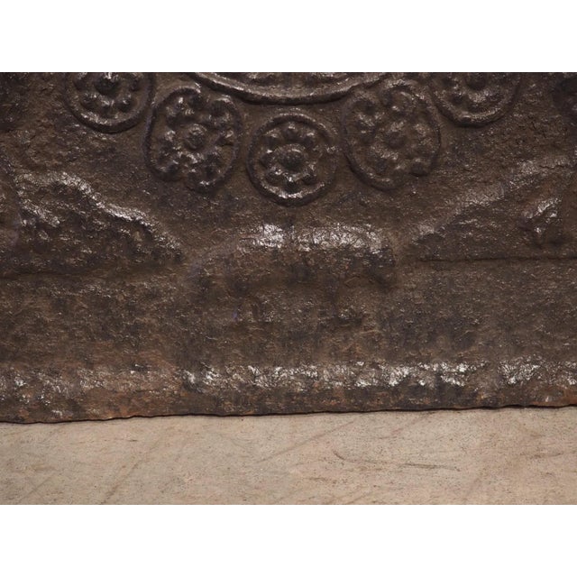 French Early 1800s Heraldic Cast Iron Fireback From France For Sale - Image 3 of 12
