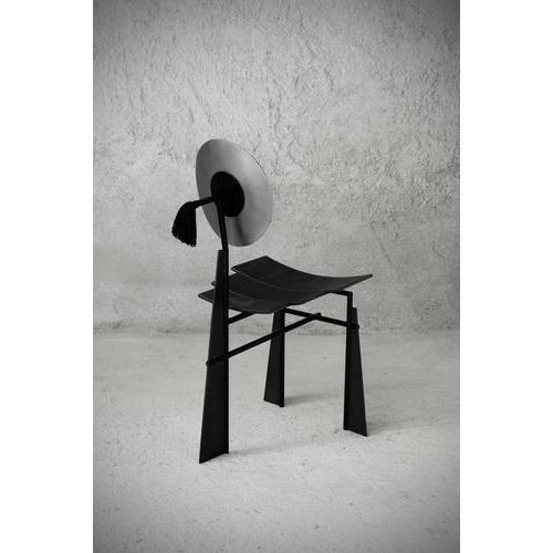 Contemporary Tsukimi Chair Japanese Moon Celebration in Metal and Wood by Frederic Gaillard For Sale - Image 3 of 8
