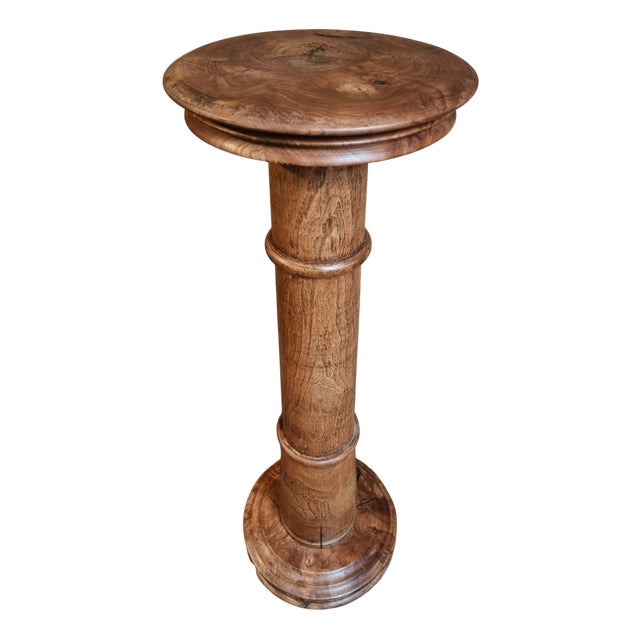 Antique French Elmwood Pedestal, 1900 For Sale