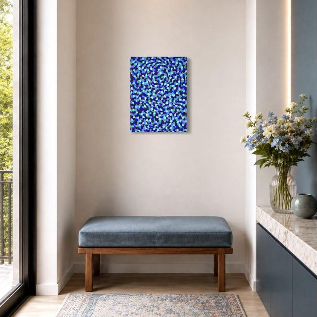 2020s Gordon Sizelove "Night Sky" Acrylic on Canvas, Abstract Pointillist Painting in Cobalt Blue, Bay Area California Art, Original 18 X 24 Inches, 2026 For Sale - Image 5 of 6