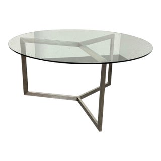 Room & Board Bond Stainless Steel + Glass Dining Table For Sale