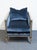Contemporary Vanguard Furniture Contemporary Modern Channel Stitched Slate Blue Velvet Upholstered Accent Arm Chair For Sale - Image 3 of 9