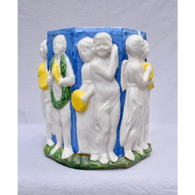 Early 20th C. Italian Majolica Planter in the Manner of Della Robbia For Sale - Image 11 of 11