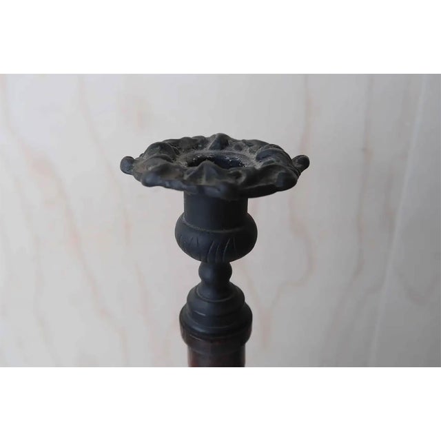 Large Antique English Oak Barley Twist Candlesticks, 1920s, Set of 2 For Sale - Image 4 of 6