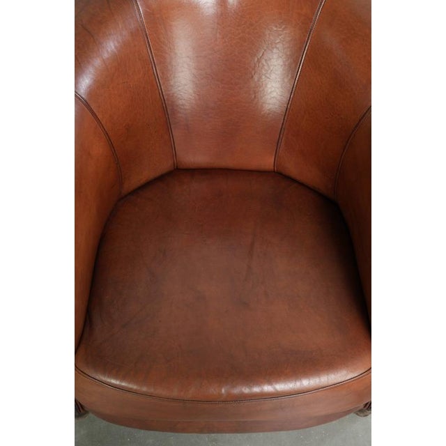 Sheepskin Club Armchair In Warm Cognac Color For Sale - Image 6 of 13