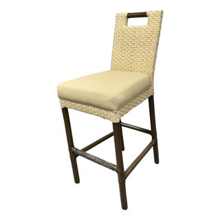 Thomas Pheasant for McGuire Woven Leather Barstool For Sale