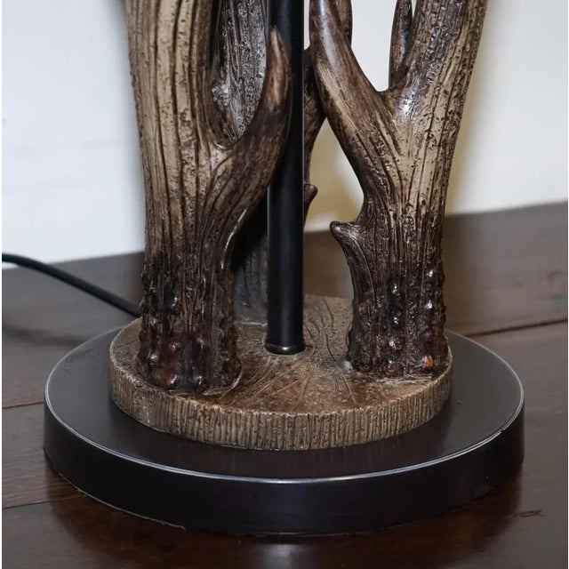 Animal Skin Vintage Rustic Country Faux Antler Table Lamp For Sale - Image 7 of 12