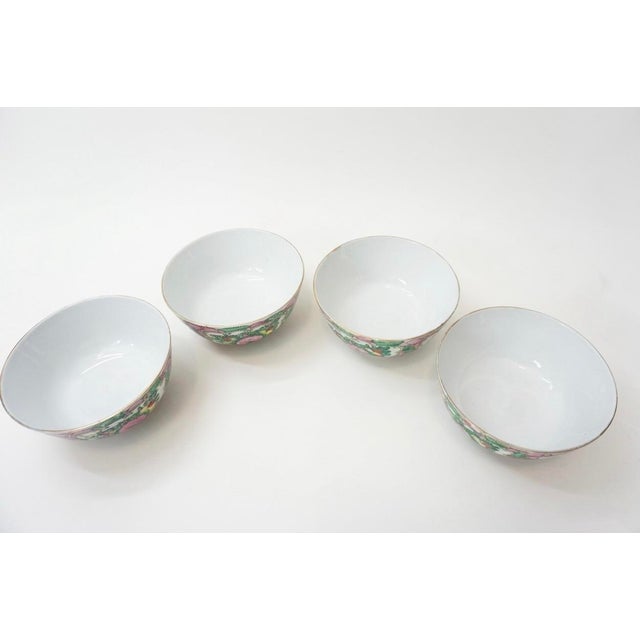 Mid 20th Century Vintage Chinese Rose Medallion Porcelain Service: 3 Bowls & 2 Spoons - Early 20th Century For Sale - Image 5 of 7