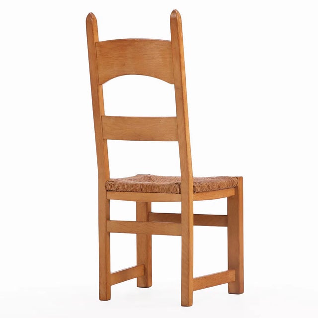 1950s 1950s French Oak & Rush Ladder-Back Dining Chairs - Set of Six For Sale - Image 5 of 7