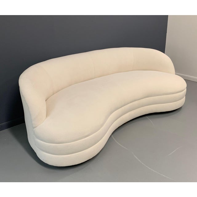 Weiman Preview Furniture Mid Century Modern Large Kidney Bean Curved Sofa Weiman Style in Textured Velvet For Sale - Image 4 of 10