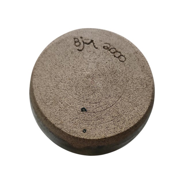 Vintage Signed Studio Pottery Squat Vase For Sale - Image 4 of 5