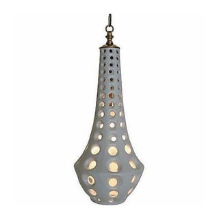 White Mid-Century Ceramic Pendant Lamp For Sale