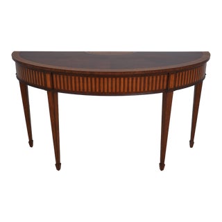 Ethan Allen Federal Style Inlaid Mahogany Console Table For Sale