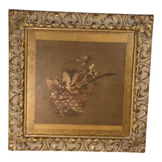 1950s New York Graphic Society Ming Dynasty 'Basket Filled With Flowers' Museum Print For Sale