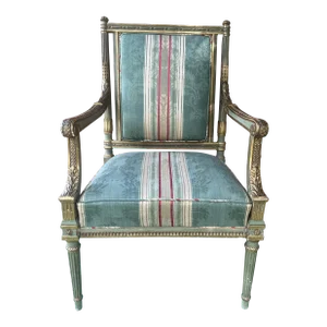 Attr: Georges Jacob (French, 1739-1814), Carved Gilt Wood & Polychrome Armchair