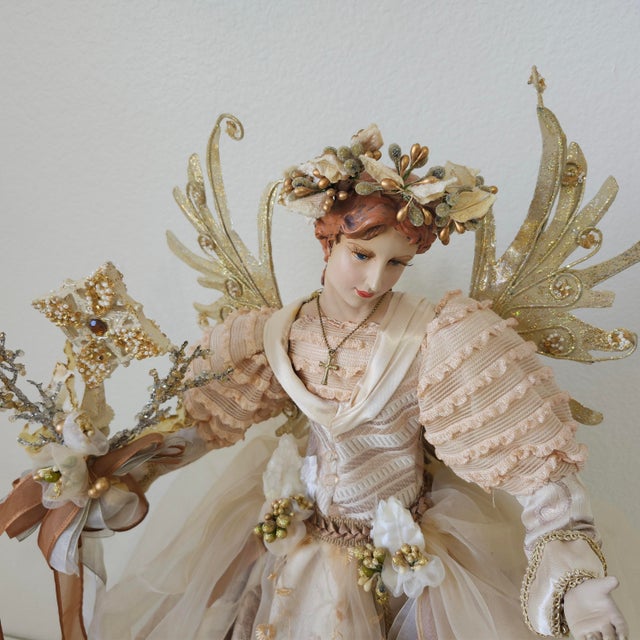 Wood Final Clearance Italian Christmas Angel 31" in Heavenly Regalia Vintage For Sale - Image 7 of 17