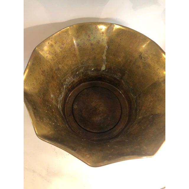 1970s Fluted Scalloped Edge Brass Planter, Footed For Sale - Image 6 of 7