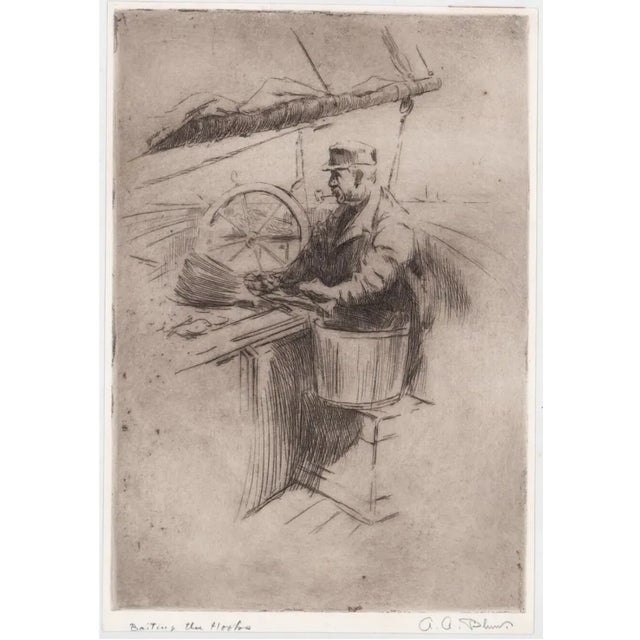 Alexander Aladar Blum (1889-1969) "Baiting the Hooks" etching on paper, pencil signed and titled. Blum studied art at the...