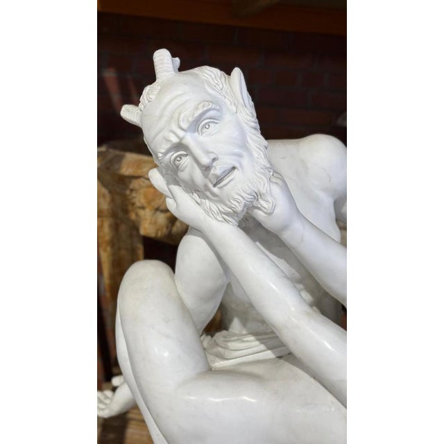 Life-Sized Sculpture of Greek God Pan, 20th Century, Marble For Sale - Image 3 of 6