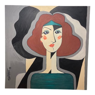 Signed Modern Figurative Portrait Painting – M. Bierman, Large Original, 1999 For Sale