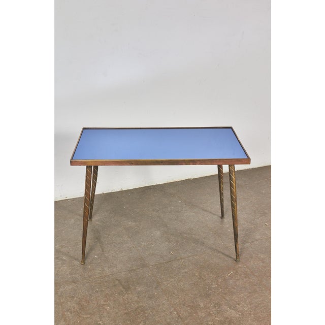 Brass Coffee Table and Blue Mirror attributed to Cesare Lacca, 1950s For Sale - Image 13 of 16