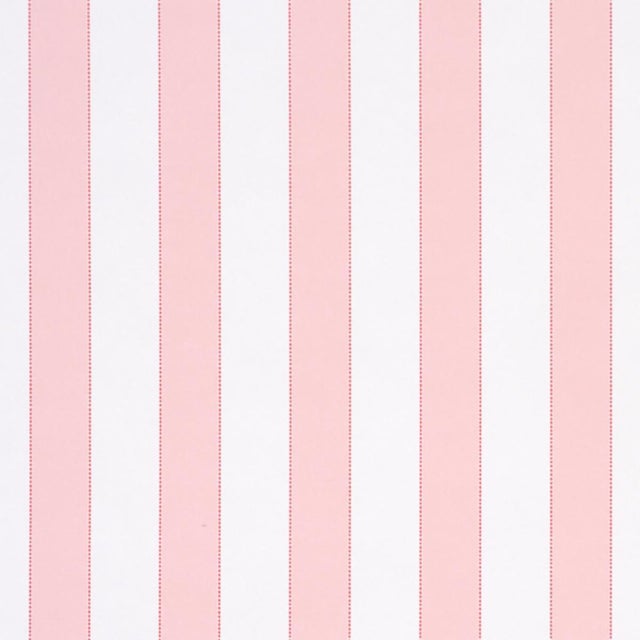 Traditional Schumacher Louise Stripe Wallcovering In Rose For Sale - Image 3 of 6