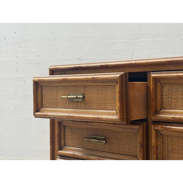 Vintage Sideboard with Rattan Fronts and Brass Handles, Italy, 1970s For Sale - Image 13 of 16