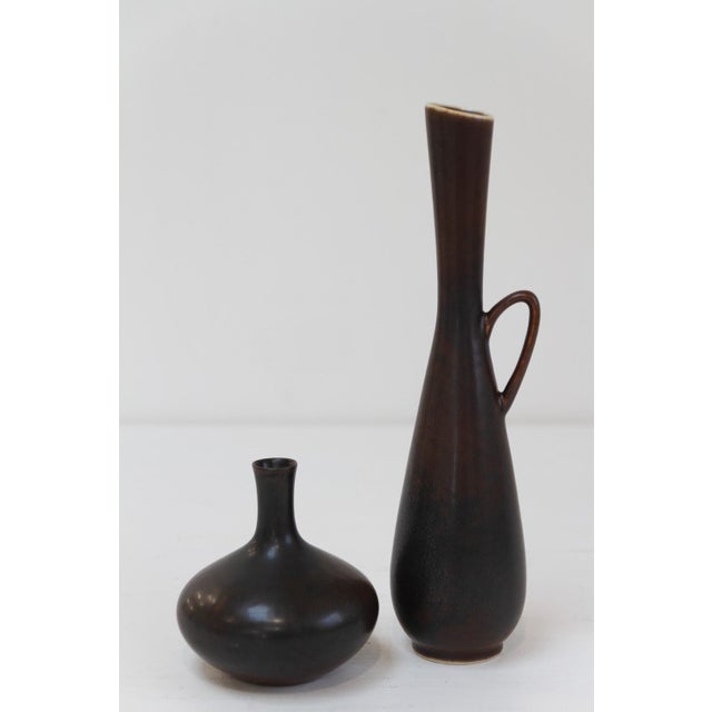 Stoneware Vases by Carl-Harry Stålhane for Rörstrand, Sweden, 1950s, Set of 2 For Sale - Image 3 of 16