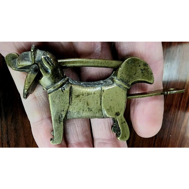 Very Rare Antique Early 19th Century Chinese Brass Foo Dog Lock & Key. For Sale In Los Angeles - Image 6 of 10