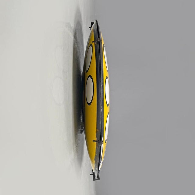 Mid-Century Modern Italian Yellow White and Black Metal Telephone Sign, 1960s For Sale - Image 12 of 18