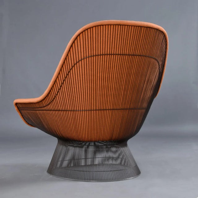 Metal 1972 Original Warren Platner for Knoll Orange Easy Chair and Ottoman For Sale - Image 7 of 13