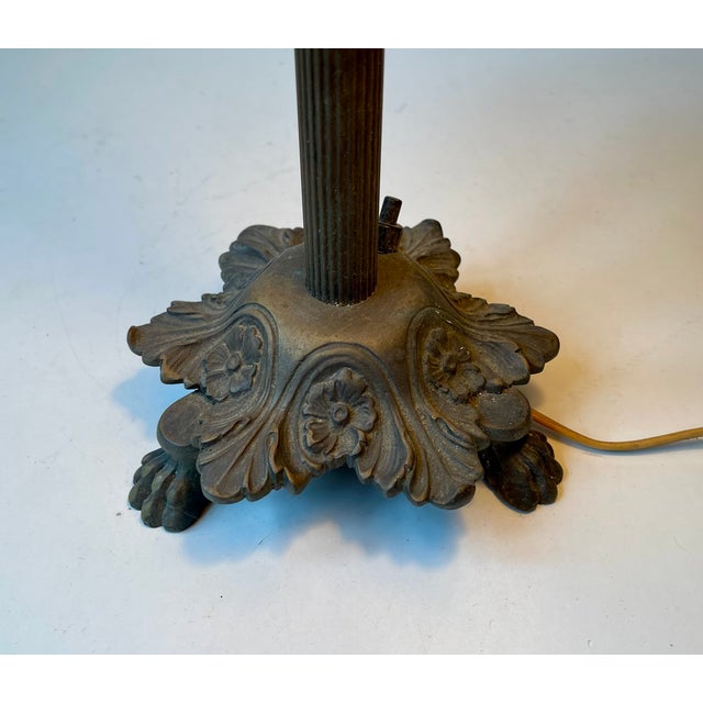 Antique Danish Brass Lion Paw Table Lamp, 1920s For Sale - Image 10 of 11