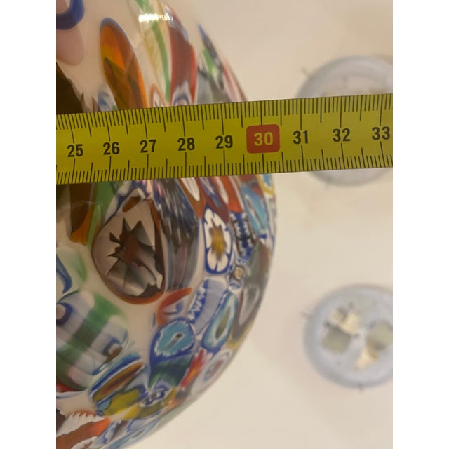 White Contemporary Murano Style White With Murrise MultiColors Pendant For Sale - Image 8 of 8