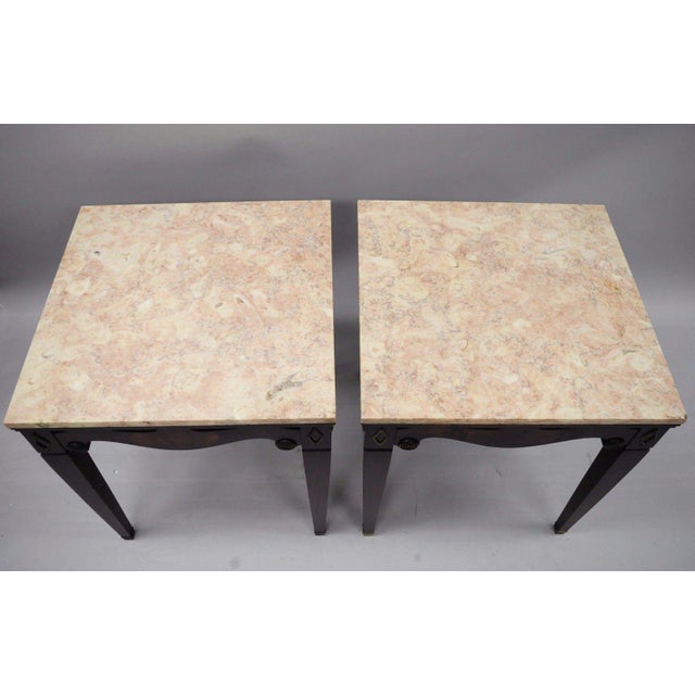 Pair of Antique Pink Marble Top Mahogany End Tables Regency Square Weiman Era Chairish