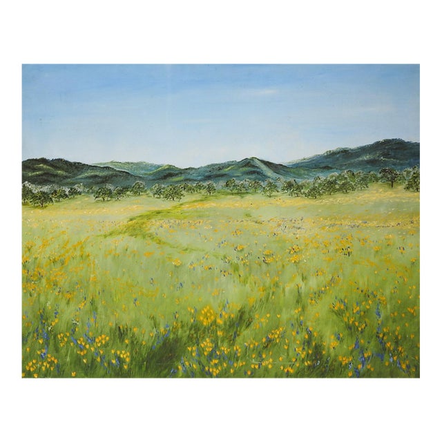 1974 Mountain Wildflower Valley Landscape Painting For Sale