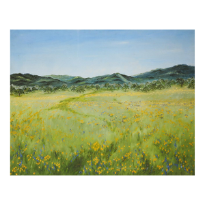 1974 Mountain Wildflower Valley Landscape Painting