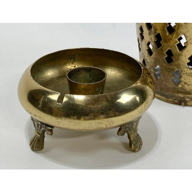 Brass Brass Filigree Lantern Incense Burner For Sale - Image 8 of 8