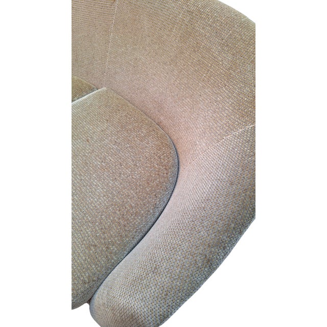 Metal Large Curved Fabric Sofa with Brass Legs, Italy, 1950s For Sale - Image 7 of 10