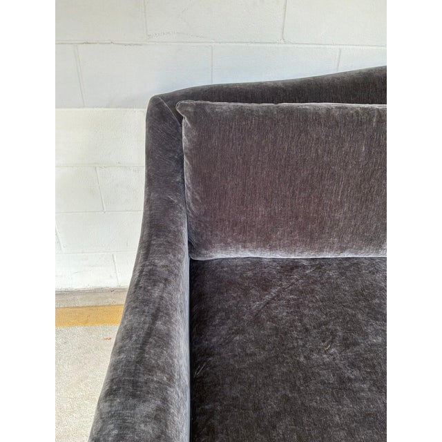 Wood Art Co. Transitional Charcoal Velvet Magritte Sofa For Sale - Image 7 of 8