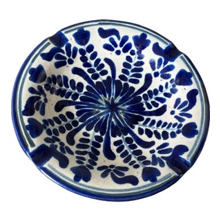 Vintage Hand-Painted Mexican Talavera Ashtray For Sale