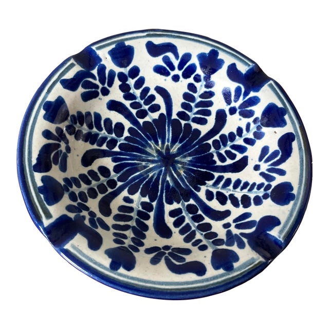 Vintage Hand-Painted Mexican Talavera Ashtray For Sale