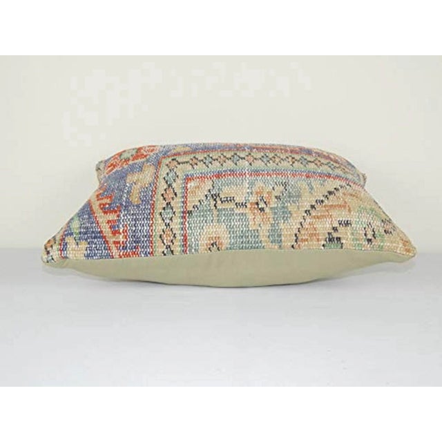 Vintage Distressed Lumbar Pillow Cover, Wool Tribal Cushion 14'' X 20'' (35 X 50 Cm) For Sale - Image 4 of 6
