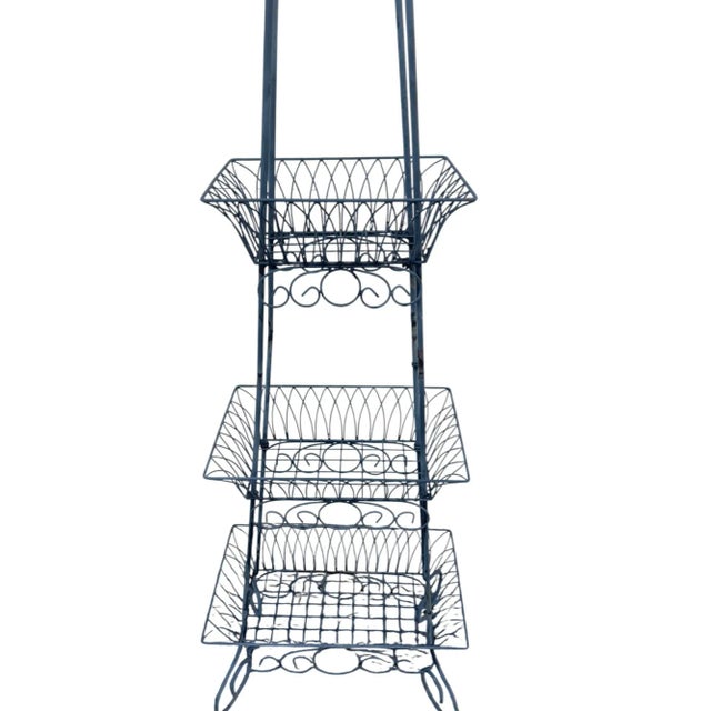 French Three-Tier Wire Baskets Plant Stand For Sale In Boston - Image 6 of 10